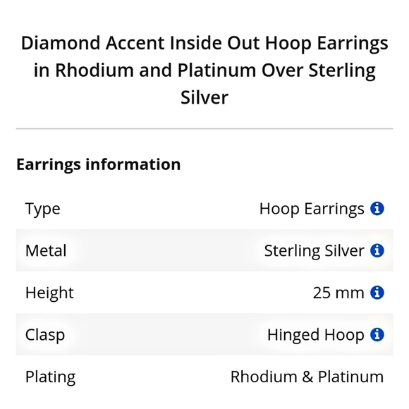 🆕🆑 Diamond Accent Hoop Encrusted Earrings | Inside Out Rhodium Platinum Silver - Picture 5 of 11